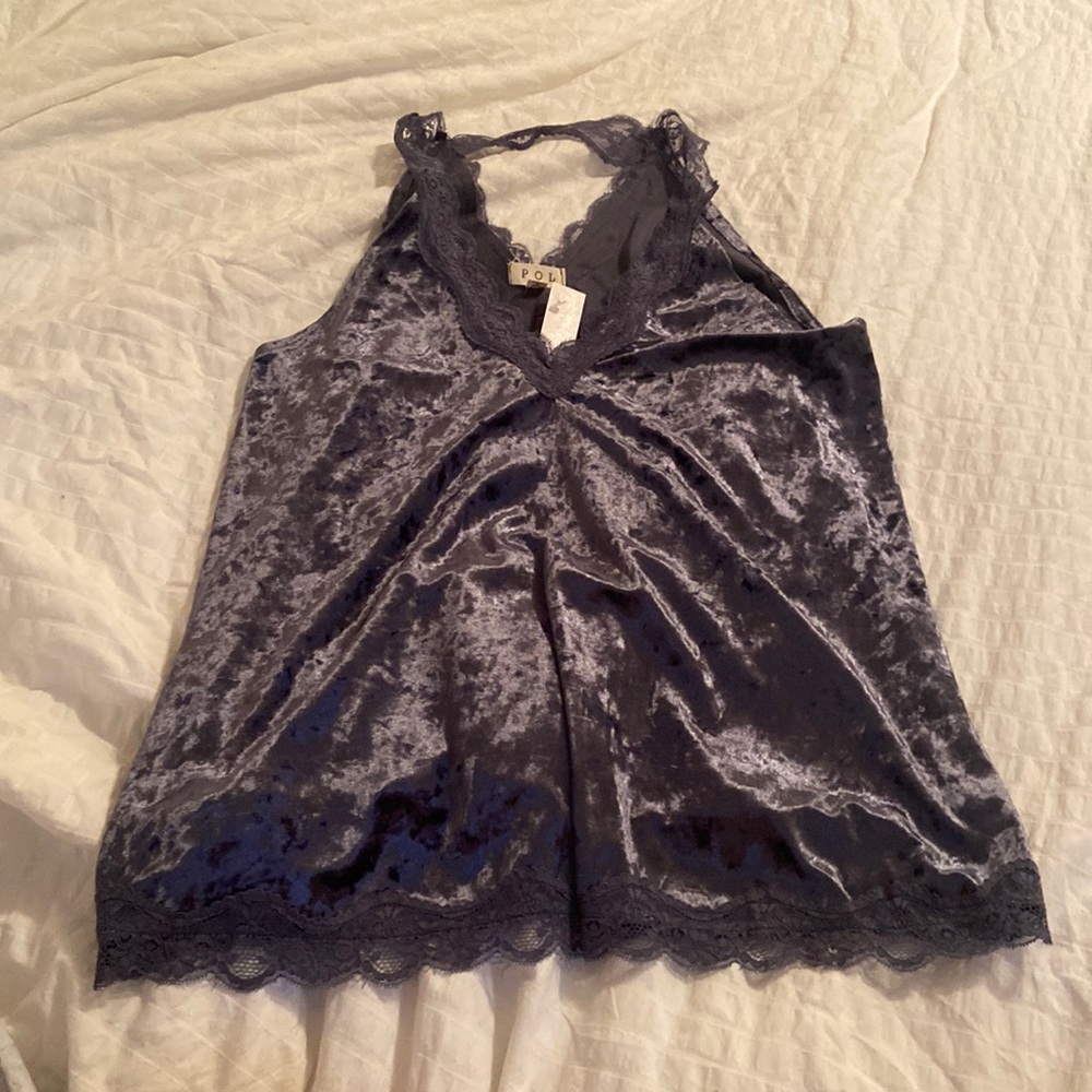 Grey Velvet Top
